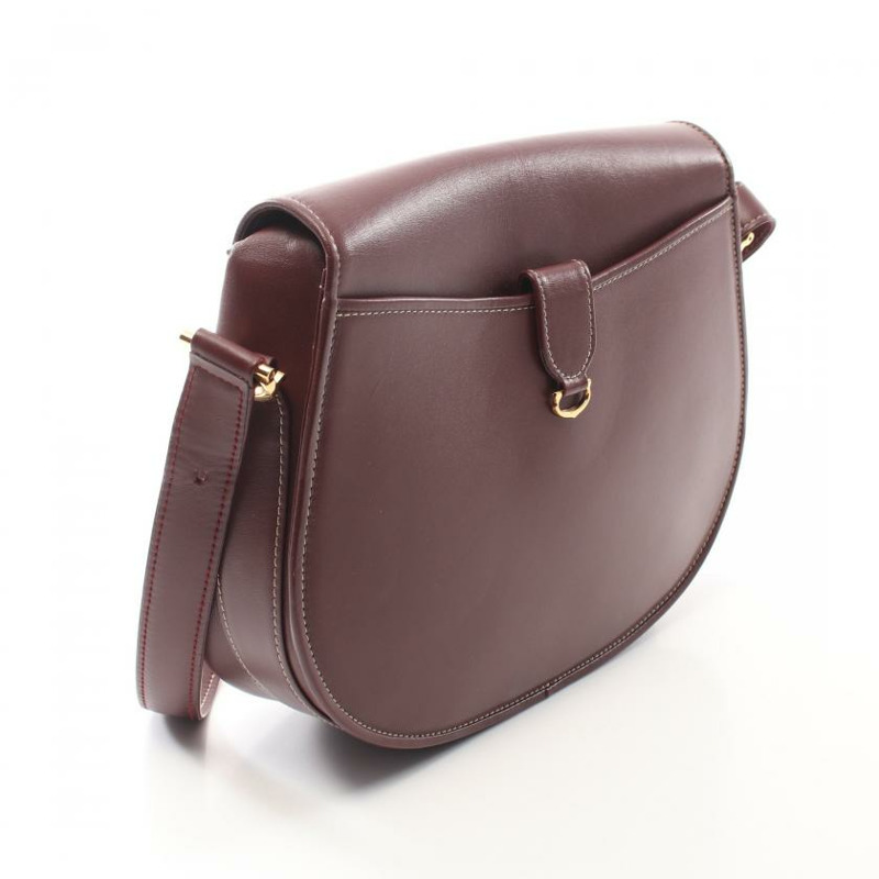 【日本直送】中古Cartier[B]Must line 真皮肩包 暗紫紅色-1
