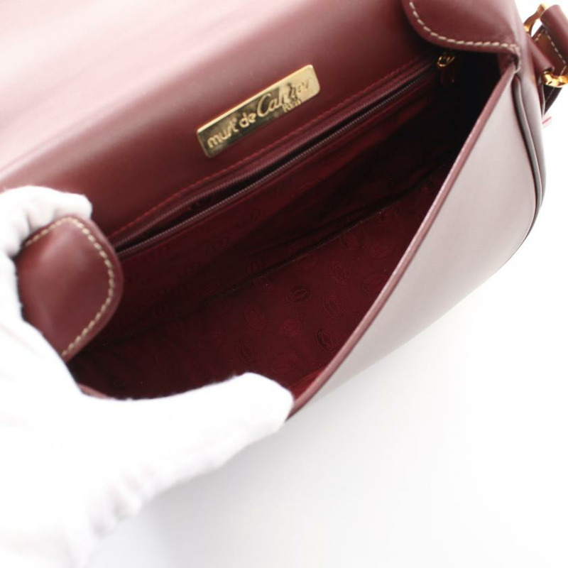 【日本直送】中古Cartier[B]Must line 真皮肩包 暗紫紅色-2