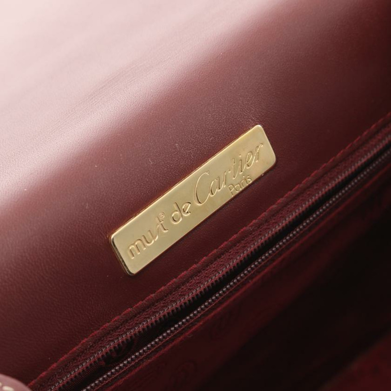 【日本直送】中古Cartier[B]Must line 真皮肩包 暗紫紅色-3