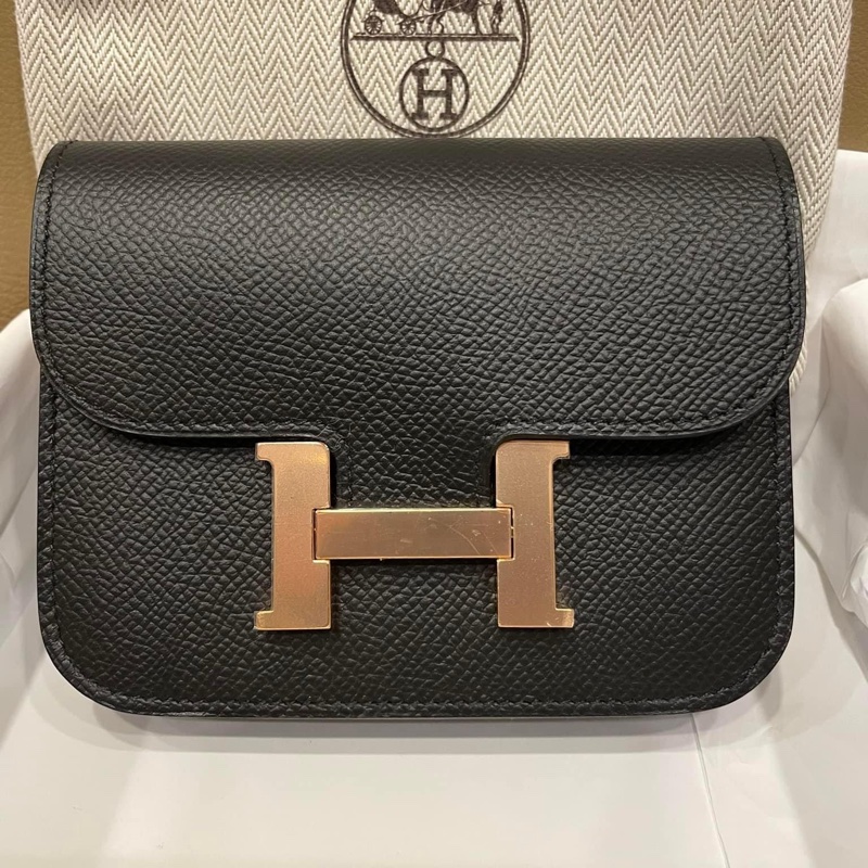 🐎全新愛馬仕Constance Slim黑色玫瑰金扣-0