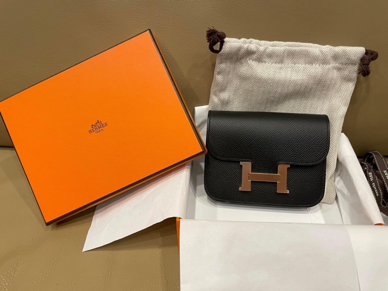🐎全新愛馬仕Constance Slim黑色玫瑰金扣-9