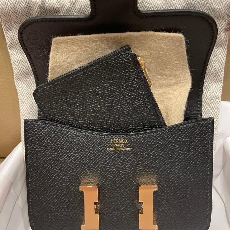 🐎全新愛馬仕Constance Slim黑色玫瑰金扣-12