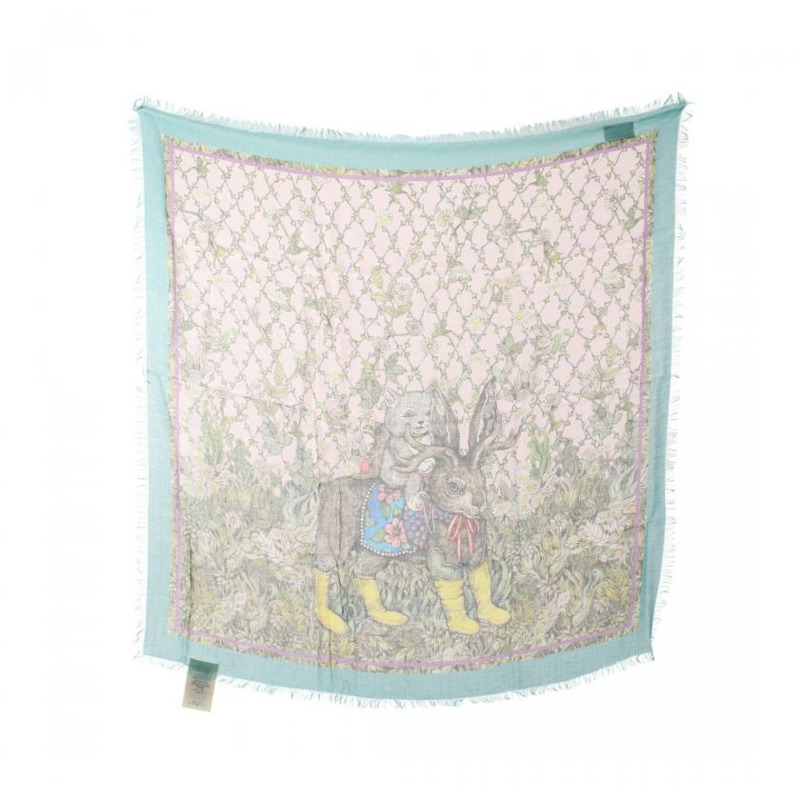 【日本直送】中古GUCCI[A]GUCCI × Yuko Higuchi GG圖案 絲巾 絲 藍綠色 多彩色-0