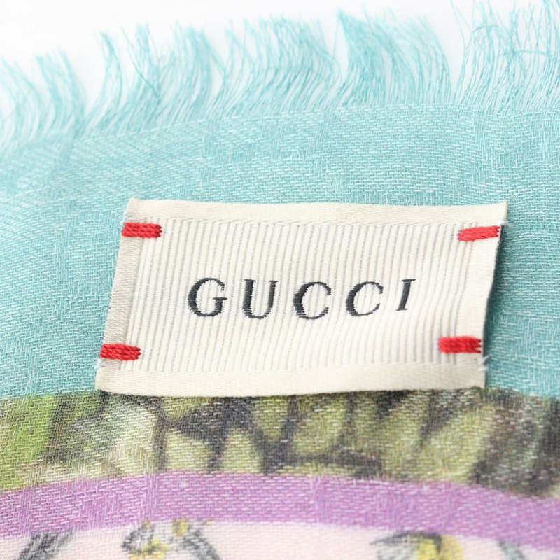 【日本直送】中古GUCCI[A]GUCCI × Yuko Higuchi GG圖案 絲巾 絲 藍綠色 多彩色-1