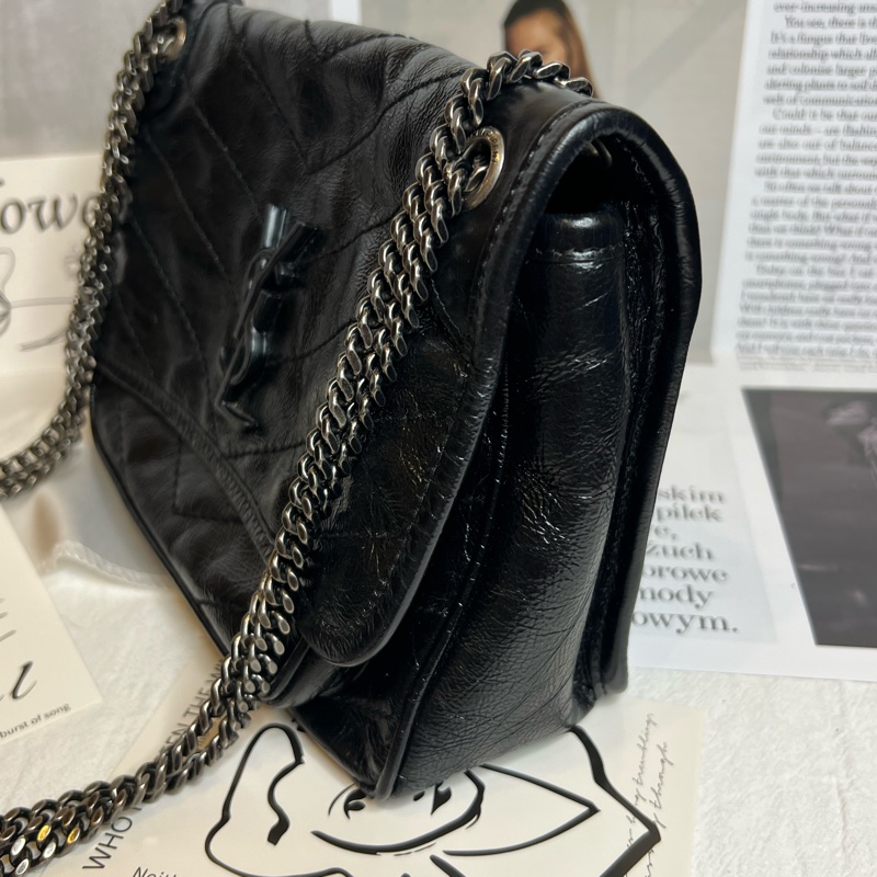 （重新釋出）⚠️限時特價🉐️YSL Saint Laurent Baby NIKI 復古褶皺小牛皮翻蓋肩/斜背包-4