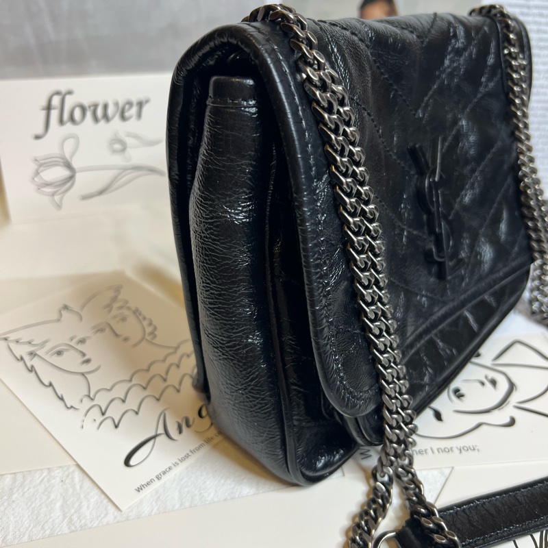 （重新釋出）⚠️限時特價🉐️YSL Saint Laurent Baby NIKI 復古褶皺小牛皮翻蓋肩/斜背包-5