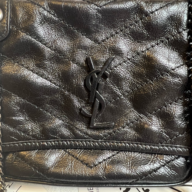 （重新釋出）⚠️限時特價🉐️YSL Saint Laurent Baby NIKI 復古褶皺小牛皮翻蓋肩/斜背包-6