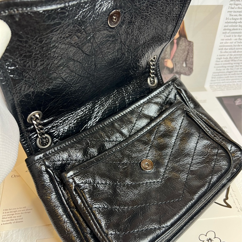 （重新釋出）⚠️限時特價🉐️YSL Saint Laurent Baby NIKI 復古褶皺小牛皮翻蓋肩/斜背包-8