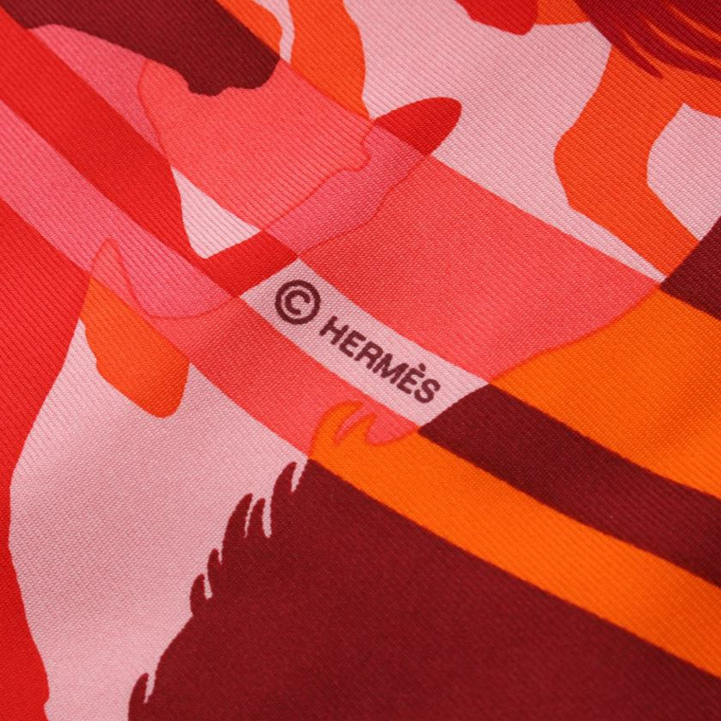 【日本直送】中古HERMES[B]方巾90「EX LIBRIS EN CAMOUFLAGE」 絲巾 絲 粉色 紅色 多彩色-1