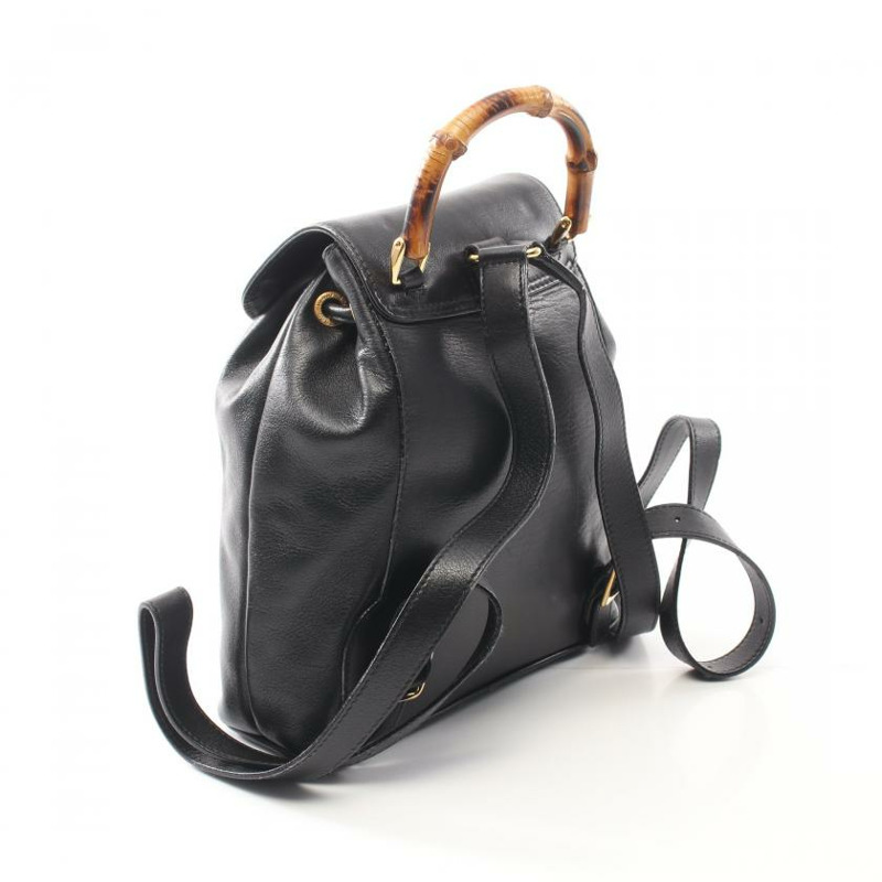 【日本直送】中古GUCCI[B]竹節 雙肩包真皮 黑色-1