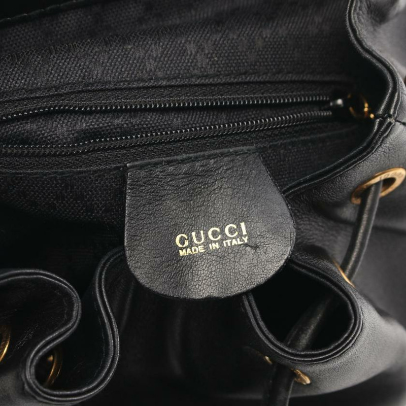 【日本直送】中古GUCCI[B]竹節 雙肩包真皮 黑色-3