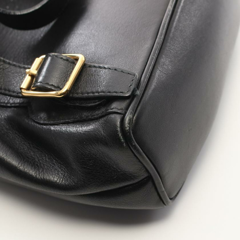 【日本直送】中古GUCCI[B]竹節 雙肩包真皮 黑色-4