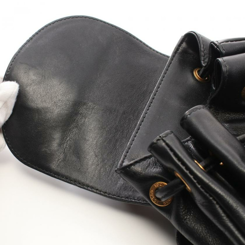 【日本直送】中古GUCCI[B]竹節 雙肩包真皮 黑色-6