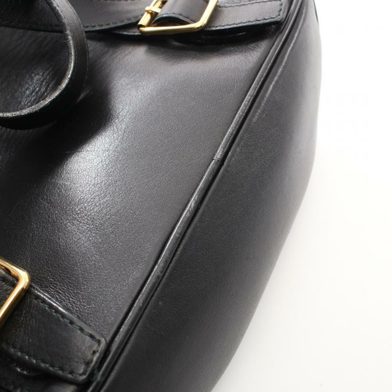 【日本直送】中古GUCCI[B]竹節 雙肩包真皮 黑色-9