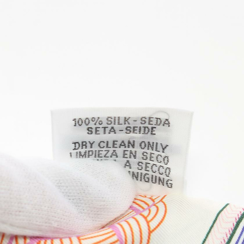 【日本直送】中古HERMES[AB]Twilly「Zouaves et Dragons」 絲巾 絲 米白色 多彩色-2