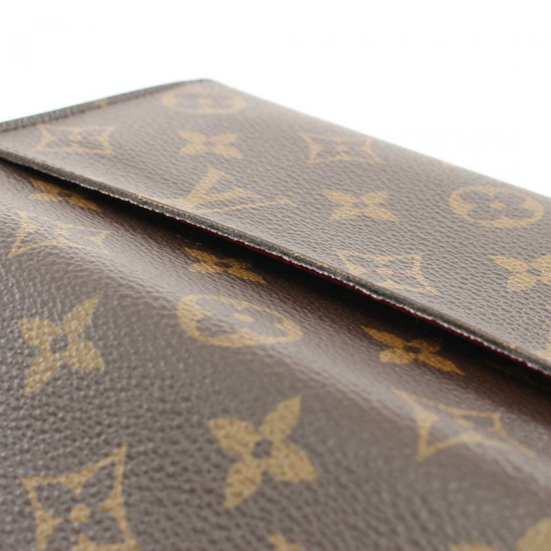 【日本直送】中古LOUIS VUITTON[B]PORTEFEUILLE SARAH 老花 桃紅色 對折長款錢包 PVC 棕色 粉紫色-7