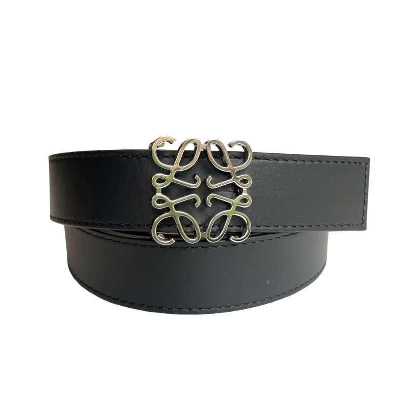 【LOEWE 羅威】Anagram 雙面 皮帶 2.8公分寬 黑色-0