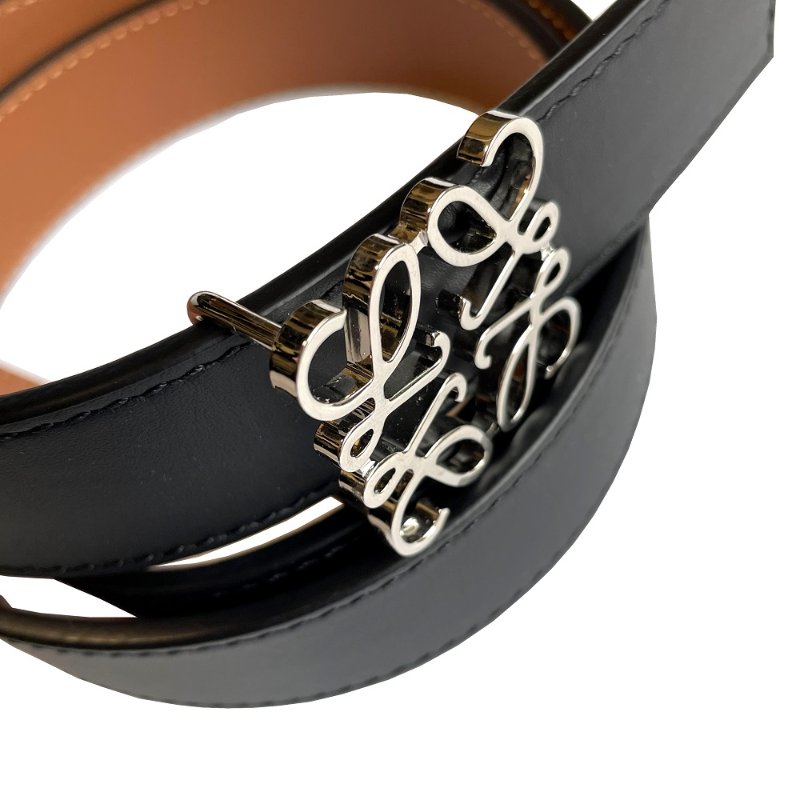 【LOEWE 羅威】Anagram 雙面 皮帶 2.8公分寬 黑色-1