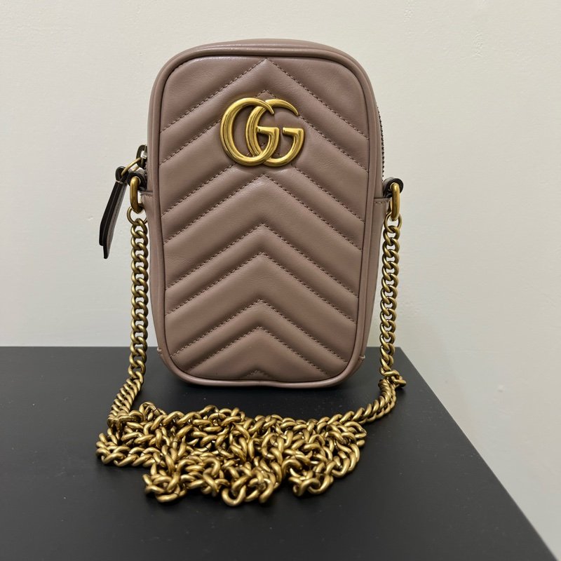 Gucci Marmont 馬夢手機包/藕色-0