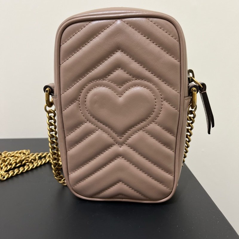 Gucci Marmont 馬夢手機包/藕色-1