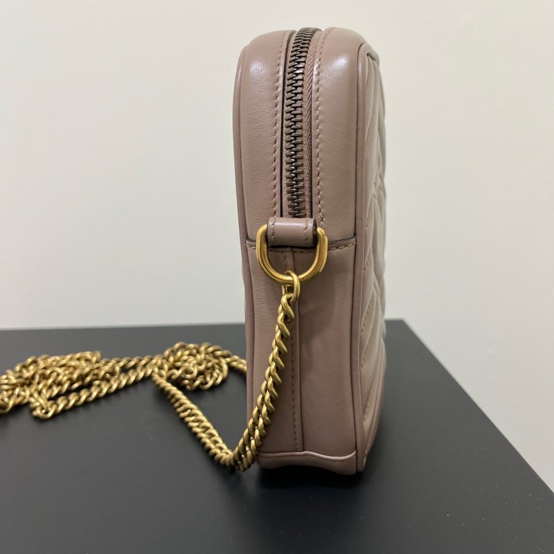 Gucci Marmont 馬夢手機包/藕色-3