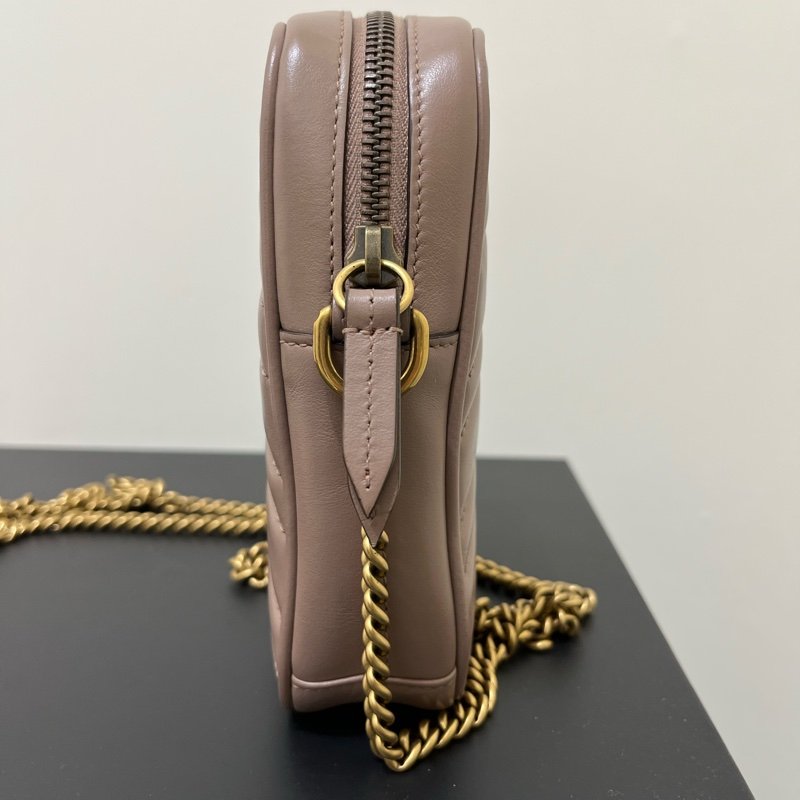 Gucci Marmont 馬夢手機包/藕色-5