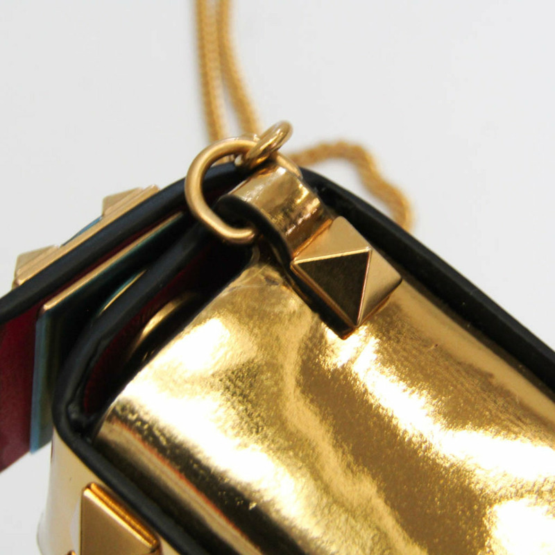 【日本直送】Valentino Garavani Lip Case 女士皮革手袋 金色-5