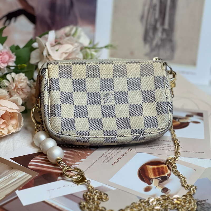 (保留中)LV mini 迷你 白棋盤格麻將包《已改造可斜背》-3