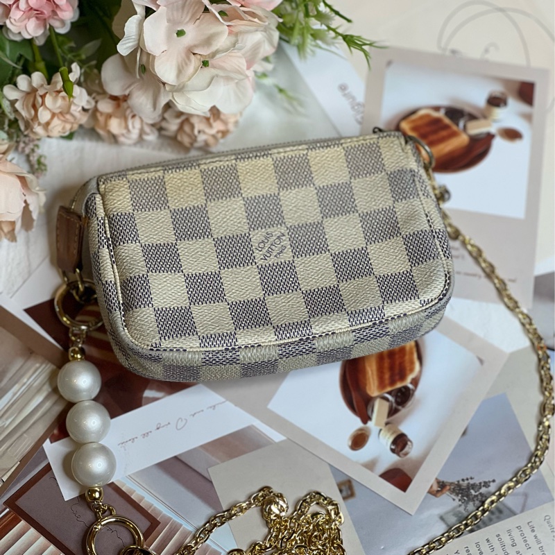 (保留中)LV mini 迷你 白棋盤格麻將包《已改造可斜背》-4