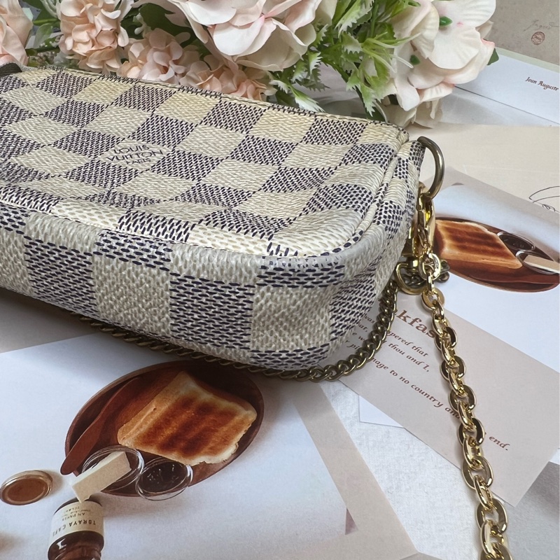 (保留中)LV mini 迷你 白棋盤格麻將包《已改造可斜背》-6