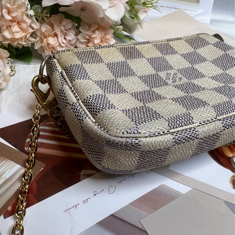 (保留中)LV mini 迷你 白棋盤格麻將包《已改造可斜背》-7