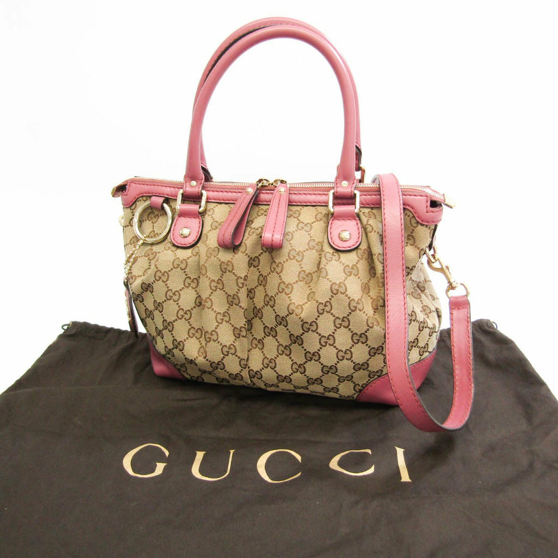 【日本直送】Gucci Sukey 247902 女士 GG 帆布、皮革手提包、單肩包米色、粉色-14