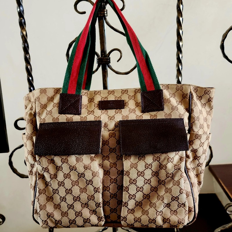 GUCCI 棕GG帆布托特包 古馳 通勤包 肩背包-0