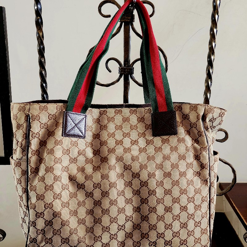 GUCCI 棕GG帆布托特包 古馳 通勤包 肩背包-1