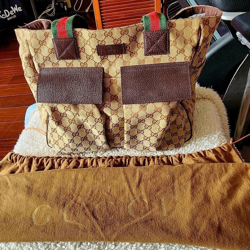 GUCCI 棕GG帆布托特包 古馳 通勤包 肩背包-2