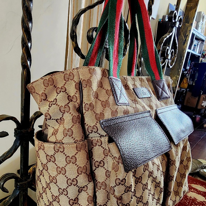 GUCCI 棕GG帆布托特包 古馳 通勤包 肩背包-3