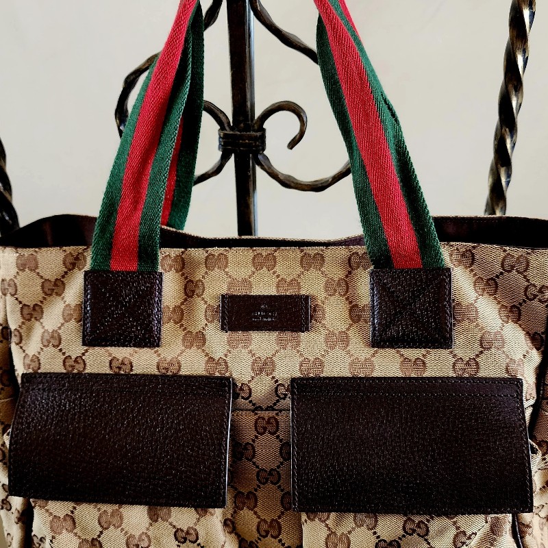 GUCCI 棕GG帆布托特包 古馳 通勤包 肩背包-9