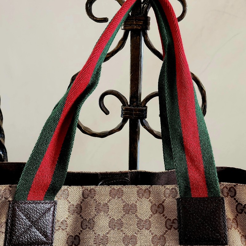 GUCCI 棕GG帆布托特包 古馳 通勤包 肩背包-11