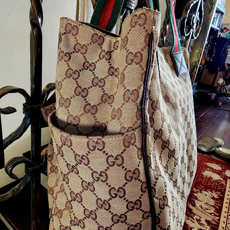 GUCCI 棕GG帆布托特包 古馳 通勤包 肩背包-12