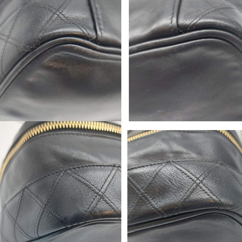 真品Chanel香奈兒黑色羊皮化妝包， 手提包，大斜背包，chanel  斜背包 手提包雙用，非常實用。-5