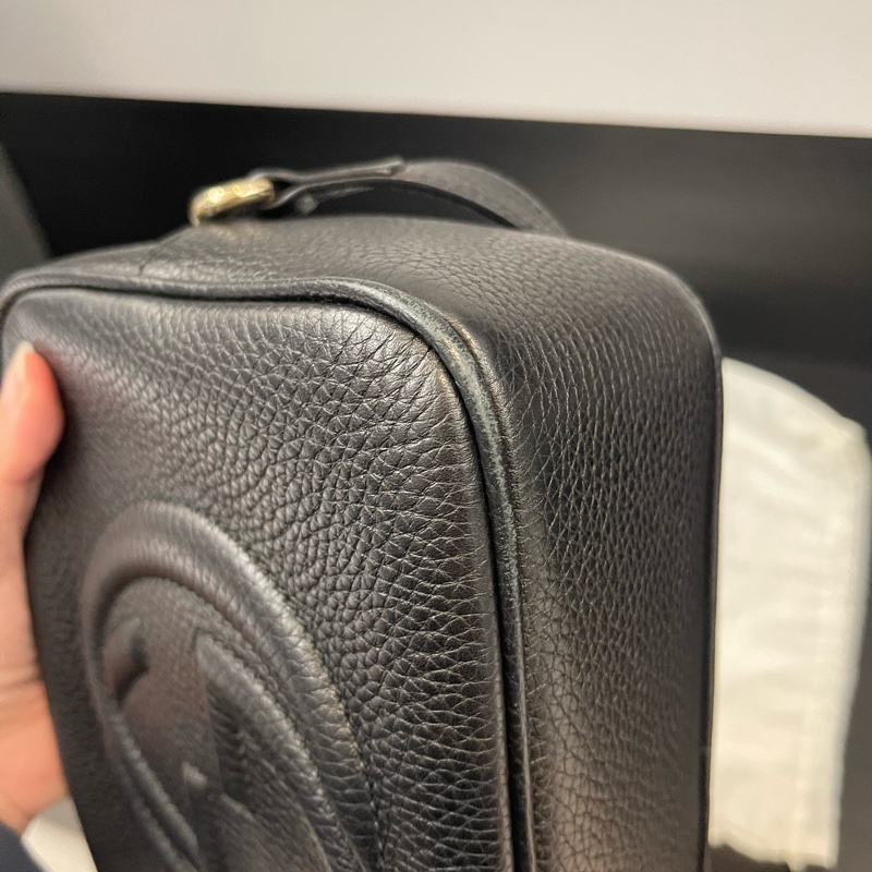 古馳 GUCCI 308364 Soho Disco 黑色牛皮 流蘇相機包 斜背包 肩背包 斜挎包-7