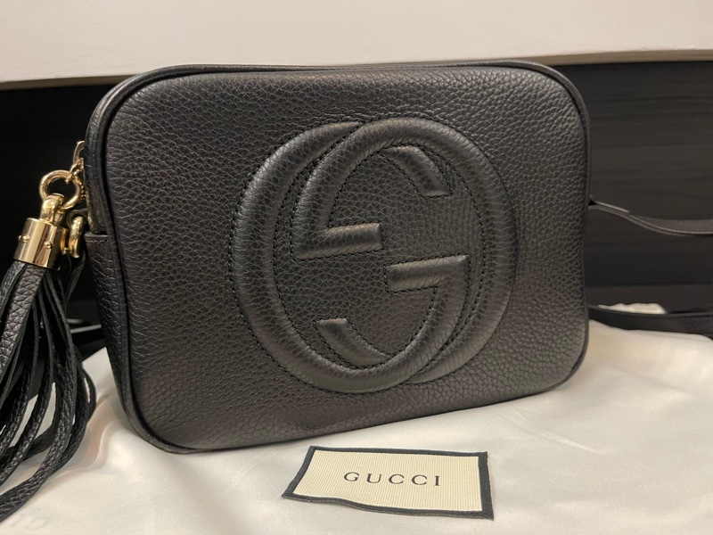 古馳 GUCCI 308364 Soho Disco 黑色牛皮 流蘇相機包 斜背包 肩背包 斜挎包-12