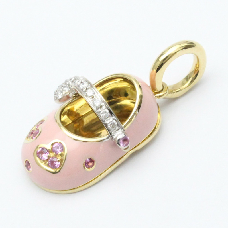 【日本直送】Aaron Basha Shoe Pendant 黃金（18K）鑽石男士女士時尚吊墜項鍊（金色）-0