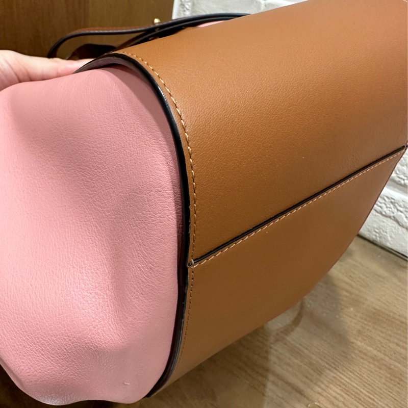 LOEWE Hammock99成新拼色吊床包 (焦糖色x粉色)-5