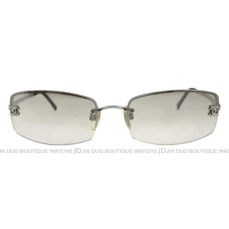 金鐸精品~2254 CHANEL 香奈兒 4093 淡茶色漸層鏡片無框雙C-LOGO晶鑽 太陽眼鏡-0