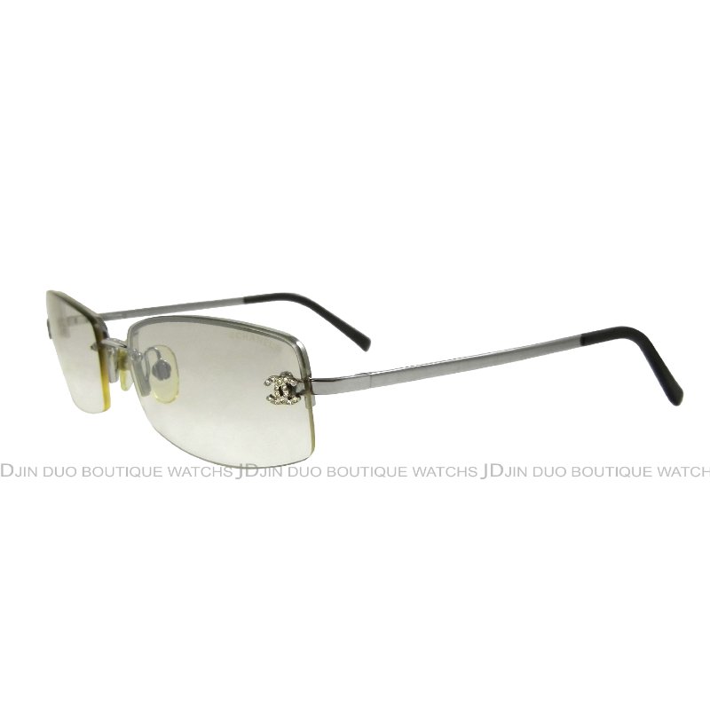 金鐸精品~2254 CHANEL 香奈兒 4093 淡茶色漸層鏡片無框雙C-LOGO晶鑽 太陽眼鏡-1