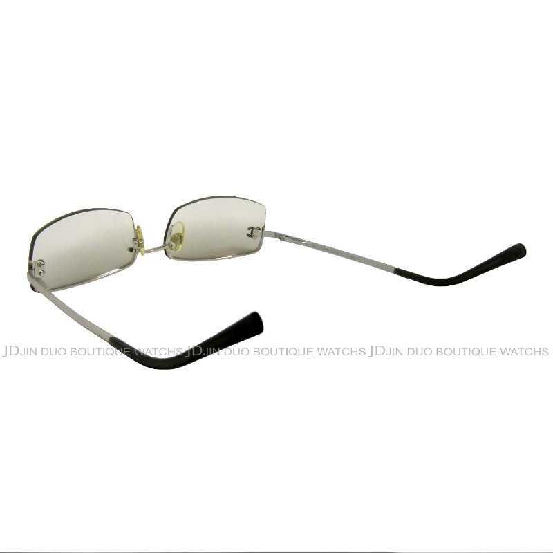 金鐸精品~2254 CHANEL 香奈兒 4093 淡茶色漸層鏡片無框雙C-LOGO晶鑽 太陽眼鏡-2