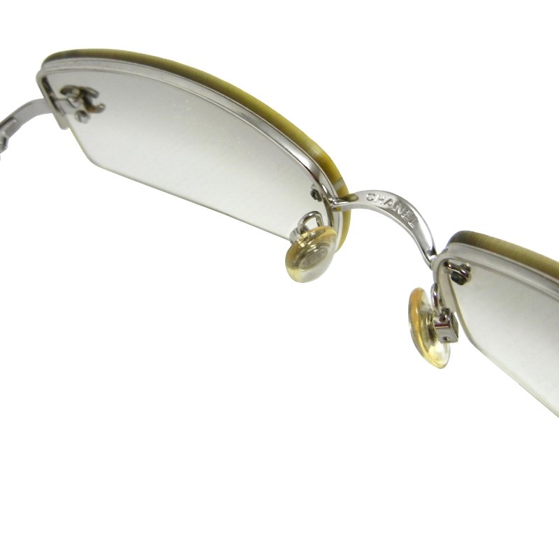 金鐸精品~2254 CHANEL 香奈兒 4093 淡茶色漸層鏡片無框雙C-LOGO晶鑽 太陽眼鏡-3