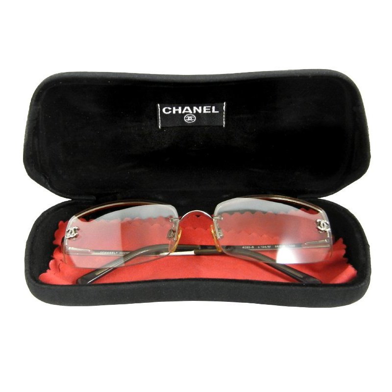 金鐸精品~2254 CHANEL 香奈兒 4093 淡茶色漸層鏡片無框雙C-LOGO晶鑽 太陽眼鏡-5