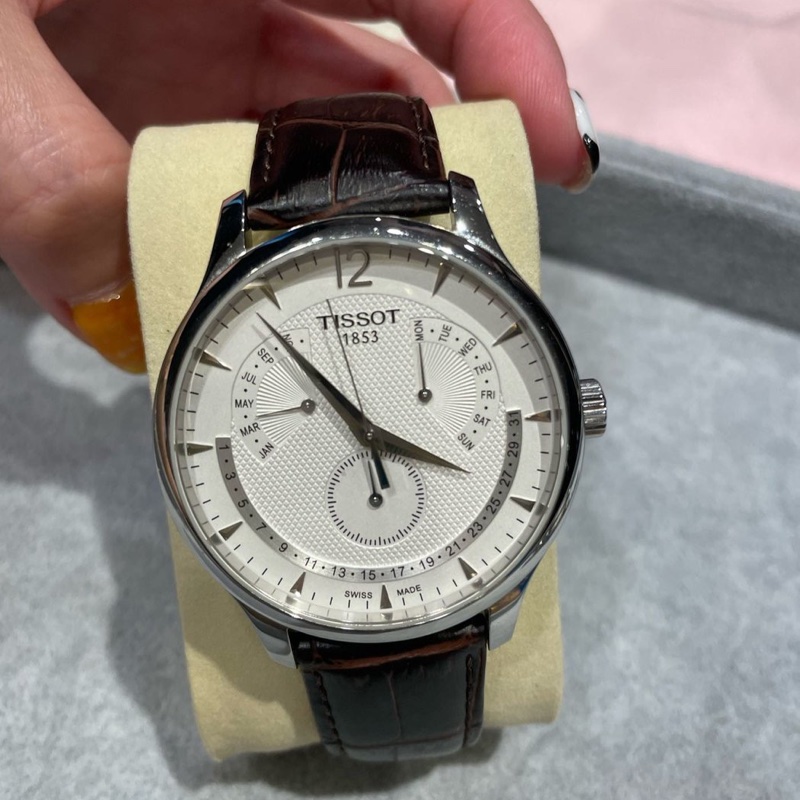 TISSOT 天梭 萬年曆經典腕錶-白/42mm/咖啡/42mm|PopChill 拍拍圈
